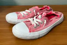 Converse Chuck Taylor All Star Shorline Slip On Sneaker Pink White Elastic‎ W8