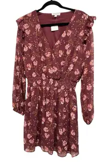 Socialite women's floral Long Sleeve Bobo Dress Medium‎ New