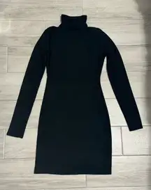SO Black Ribbed Turtleneck Long Sleeve Dress Size XS