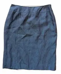 Lafayette 148 100% Linen Pencil Skirt‎ Shimmer Blue Size 10