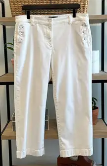 Talbots Button Pocket Mid to High Rise White Crop Jeans, 12
