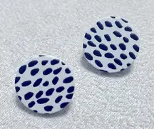 Dalmatian circle stud earrings