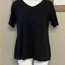 Isaac Mizrahi LIVE Black Pima Cotton Short Sleeve Fit and Flare T- Shirt- XS