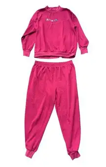 VTG Two Piece Sweatsuit From Two Twenty Maroon Embroidered Pansies Size Women’s