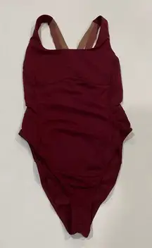 Fabletics Burgundy One Piece Swimsuit Women’s Small