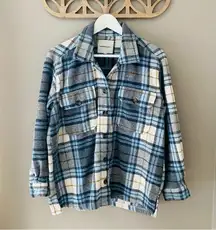 Thread & Supply Plaid Button Top Blue Sz Small