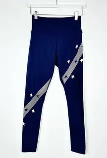 Soul Cycle Navy Blue White Star Leggings Full Length Cycling Athletic Small