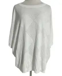 PLANET Size OS Top Blouse Knit Bat Sleeve Shirt White Lauren Grossman Artsy Boho