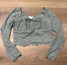 boho green longsleeve cropped