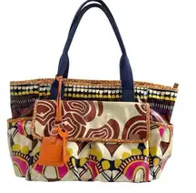 Fossil Vintage Key-Per Waxed Cotton Weekender Baby Bag Abstract Retro Print