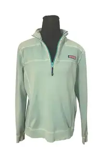 Vineyard Vines Womens Quarter Zip Pullover Sweatshirt Mint Green Size Med Preppy
