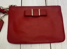 Coach Red Leather Wristlet With Bow Accent Hangtag 4x6” VGUC*