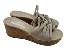 Donald J Pliner leather Sandals Slides Flip Flops Wedge Platform Beige Shoes 6.5