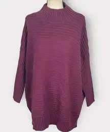 French Connection  Mozart Ribbed High Neck Sweater Purple Women's Large NWOT