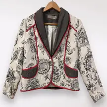 Vintage Canvasbacks 6 Blazer‎ Jacket Floral Tapestry Pinstripe Academia Whimsy