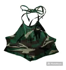 Women's Casual Camisole Camo Halter Cami Tank Top Crop