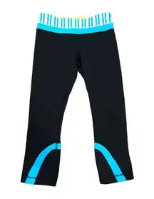 Lululemon Run: Inspire Crop II Legging Black / Twin Stripe Spry Blue / Spry blue