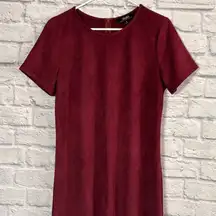 Lulu's Burgundy Wine Short Sleeve Pullover Faux Suede Dress Size Medium
