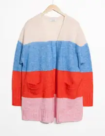 & Other Stories Mohair & Wool Oversized Color Block Cardigan Sz S