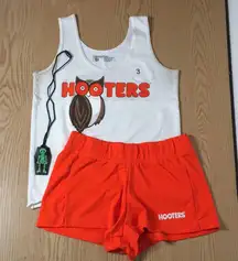 #3 Hooters Girl Worn Uniform Tank/Shorts/Glow in the Dark Skeleton Necklace S/XS