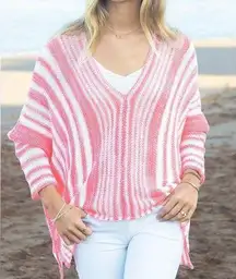 Wooden Ships Beachcomber Top Cotton Pink White Pullover Open Knit XS Sweater