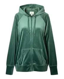 Offline by Aerie Green Velour Zip Up Hoodie Jacket Women Size Medium
