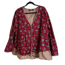 YOINS Burgundy bohemian tunic, floral boho tunic size XXL