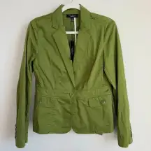 Talbots Olive Green One Button Long Sleeve Flip Pocket‎ Blazer Jacket Size 6 NWT