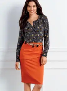 #3099 Orange Turmeric Sweater Pencil Skirt