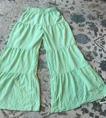 Lime Green Tiered Palazzo Pants