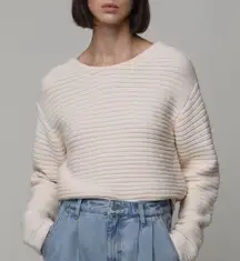 Oak + Fort Cream Ribbed Sweater Pullover Top