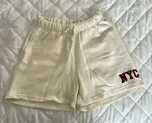 Pacific Republic Pull & Bear Womens Size Small Off White NYC Red Sweat Shorts