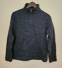 Land's End Jacket Quarter Zip Pullover Sweatshirt Navy Blue Embroidered Casual