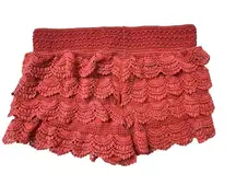 American Rag Women's Red Crochet Lace Ruffle Shorts Size L - flawed