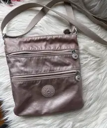 Kipling Crossbody Shoulder Bag in Metallic Rose Pink