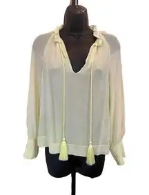 MARIE OLIVER Yellow Crinkle Peasant Top - size XS