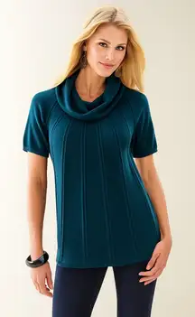 a.n.a Deep Teal Cowl Neck Sweater