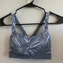 Grey & Purple Pattern Sports Bra