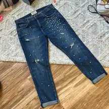 Current/Elliot Destroy The Fling Pearl Accent Cropped‎ Jeans Size 27