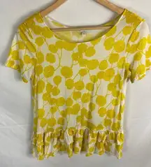 Gap  Yellow Floral Ruffle Baby Tshirt Size Small