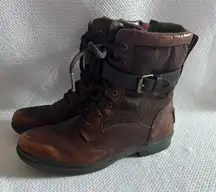 UGG Dark Brown Leather Combat Boots