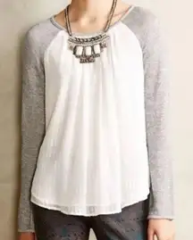 Anthropologie Sunday in Brooklyn Swiss Dot Blouse Long‎ Sleeve Casual Top XS