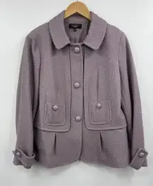 Talbots‎ Woman 12W Purple Textured Knit Blazer Jacket Button Front Career