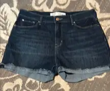 Signature by Levi Strauss Blue Jean Shorts High-Waisted Frayed Hem size 14