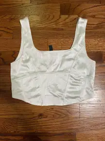 H&M white silk corset crop tank top