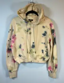 AFRM Women's Fink Cropped Tie Dye Hoodie Sweatshirt Sand Crumble Tan Cozy NEW XS