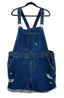 City Chic Short Ripped Overalls Dark Denim Shorterall Plus Size 18‎