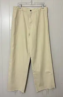 Carly Jeans Los Angeles Jaymee Wide Leg Stone Pants Size 15 Frayed Hem