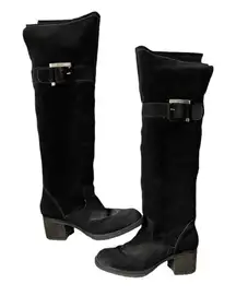Zodiac Aussie Over the Knee Boots Black Sueded Buckle Heel Round Toe Size 9