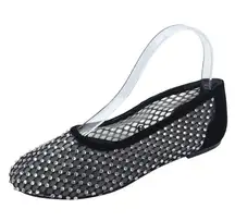 Zara Women's Black Mesh Jeweled Rhinestone Round Toe Slip On Ballet Flats Sz 6.5